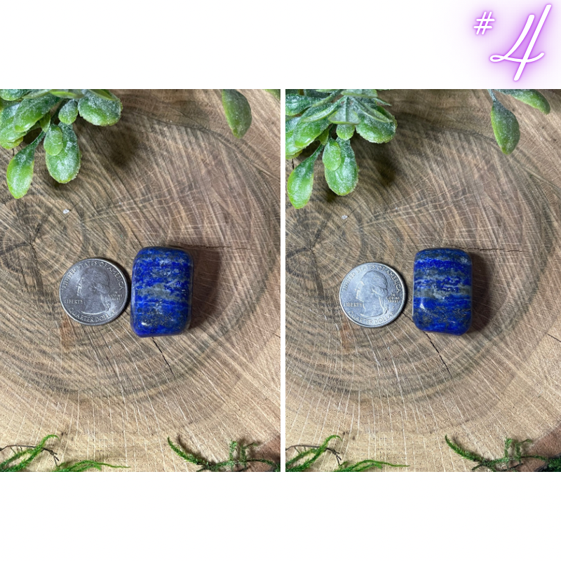 Lapis Lazuli Tumbled Crystal with silver and white markings