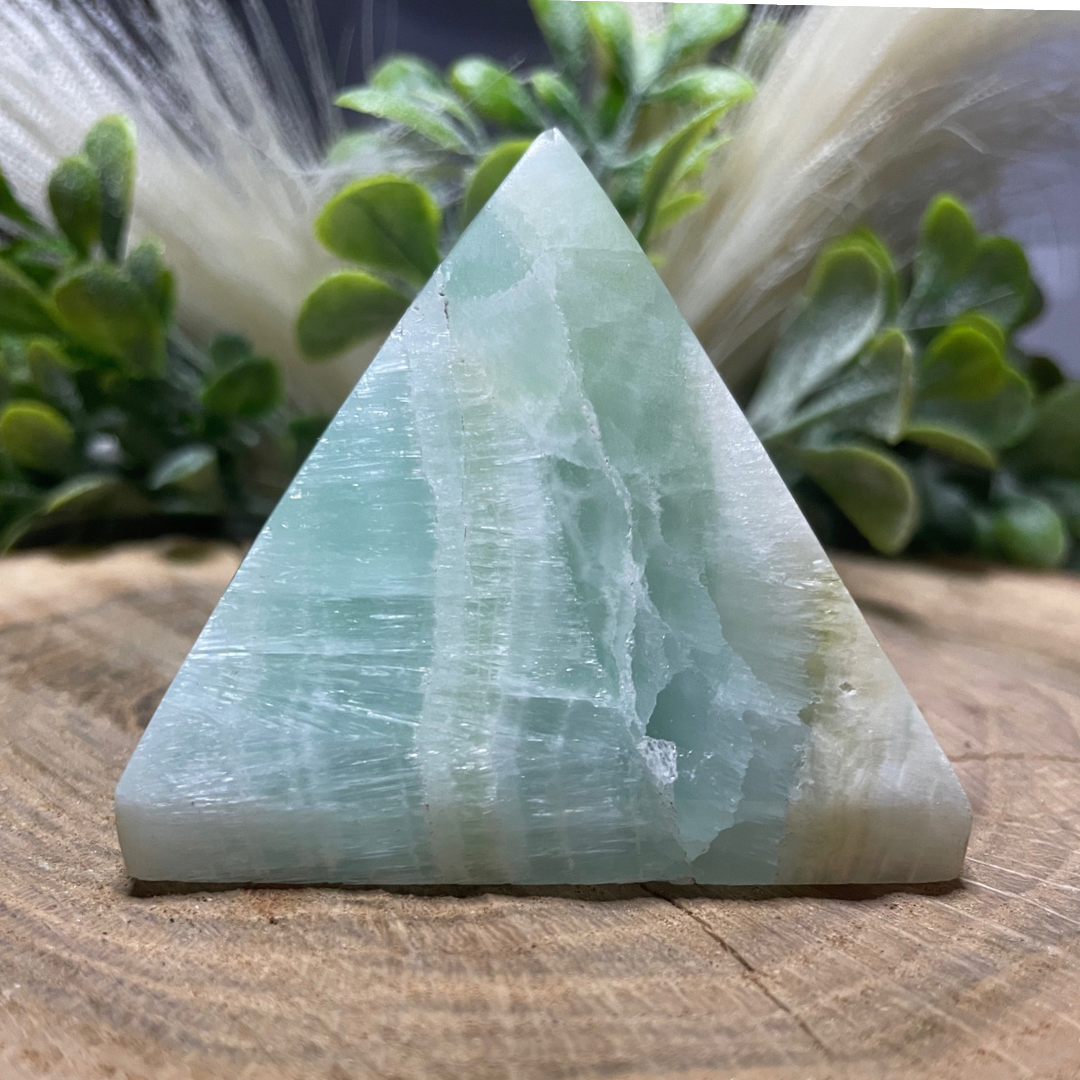 Pistachio Green Calcite Pyramid