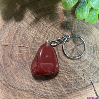 Beautiful Red Jasper Tumbled Keychain, easy to incorporate into your everyday life!